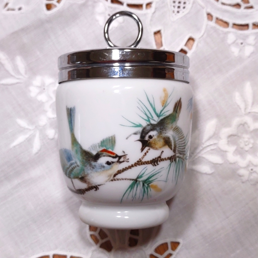 Vintage Royal Worcester Standard Porcelain Egg Coddler "The Birds"